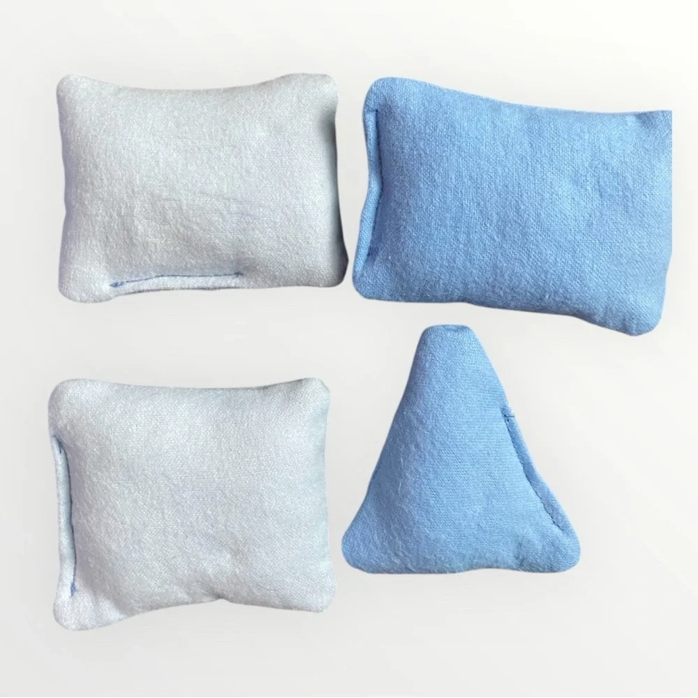 Handmade Blue Catnip Kick Stick & Shapes Cat Toy Set (6)